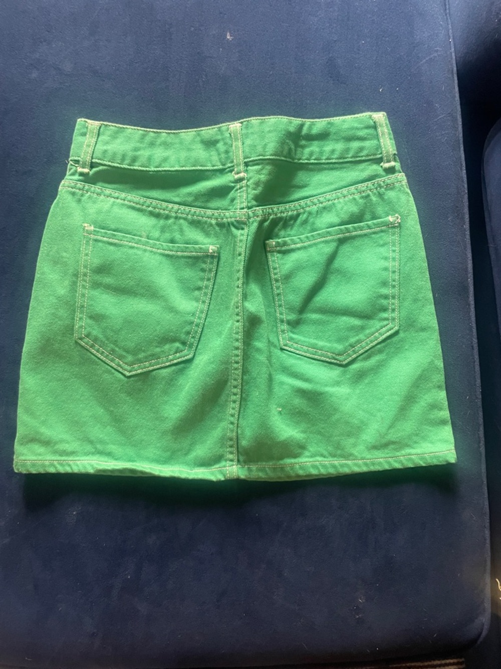 Women’s Green Denim Mini Skirt - Picture 2 of 3
